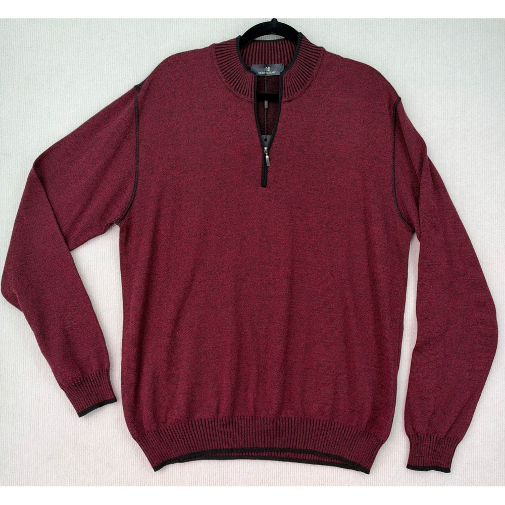 Montechiaro Men's XL Merino Wool Quarter Zip Sweater New
